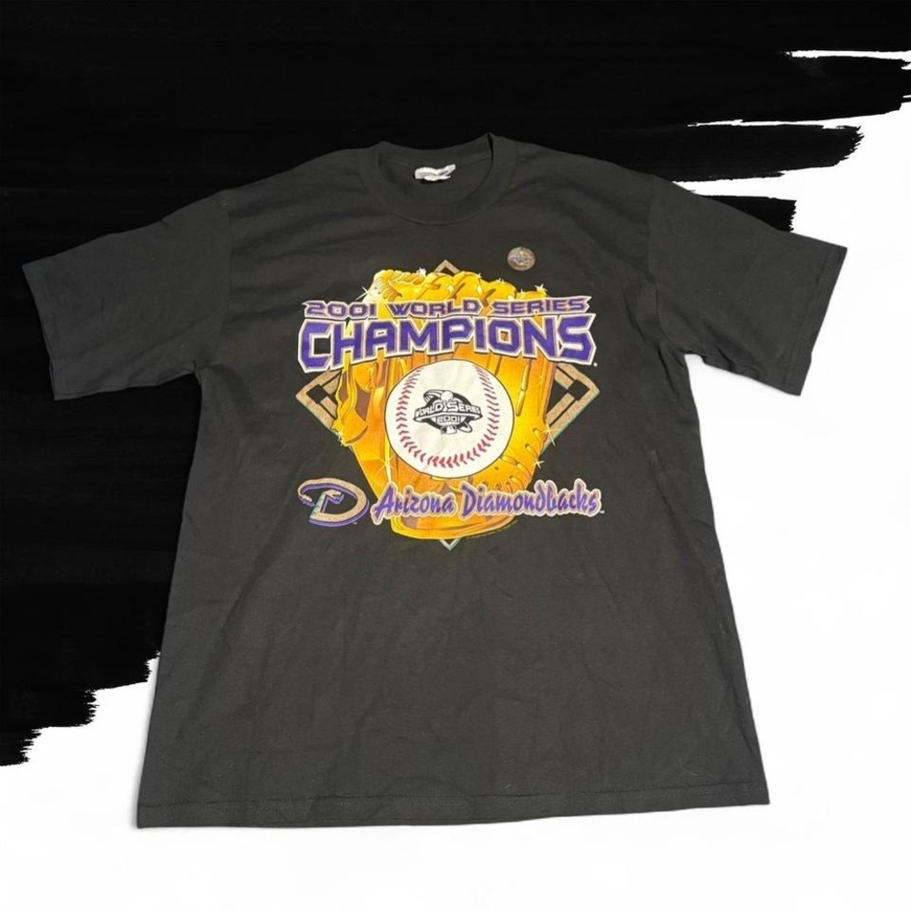 Vintage Arizona Diamondbacks Shirt Mens L Black 2001 World Series MLB Baseball